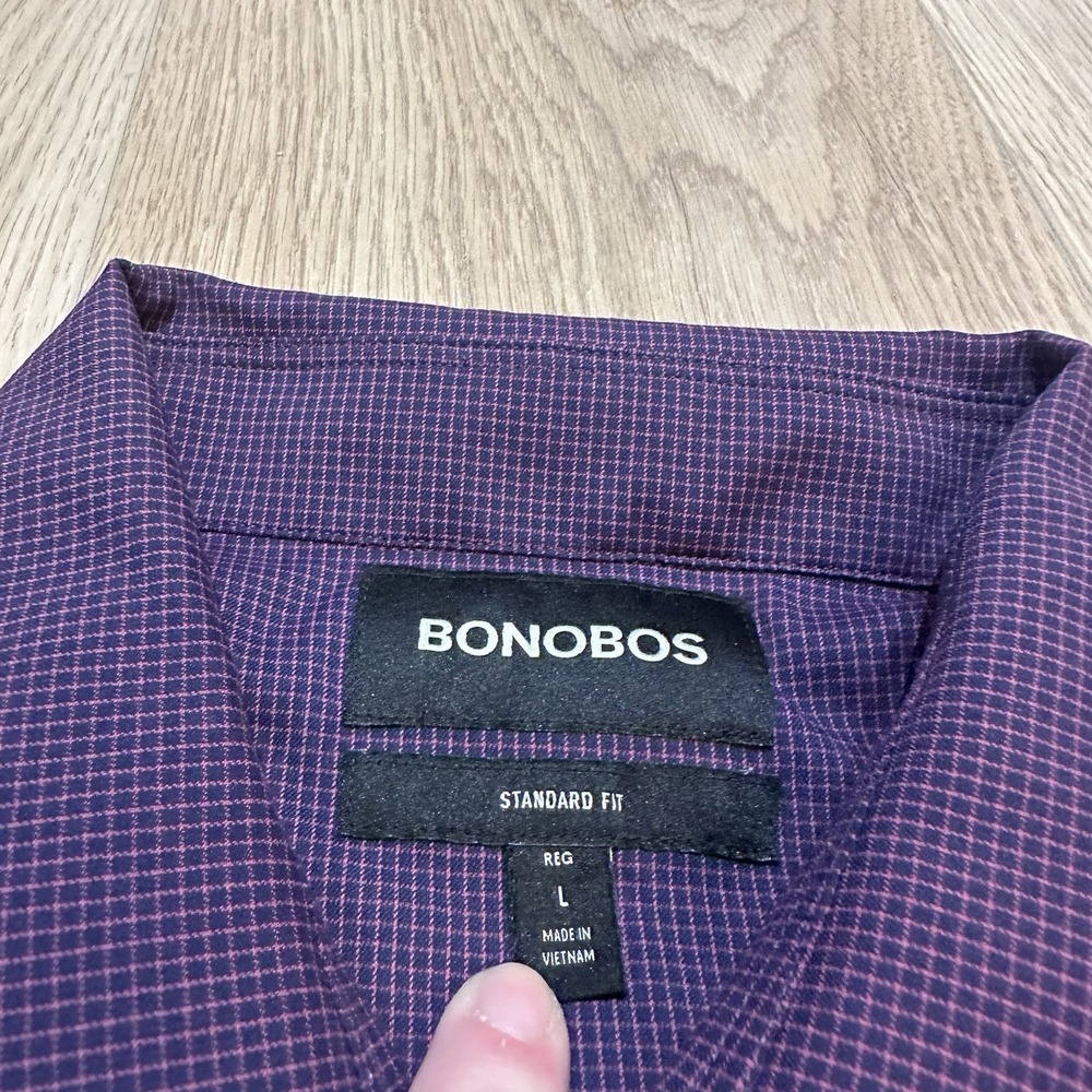 BONOBOS Performance‎ Plaid Standard Fit Long Sleeve Button Down Shirt Mens L - Picture 2 of 7